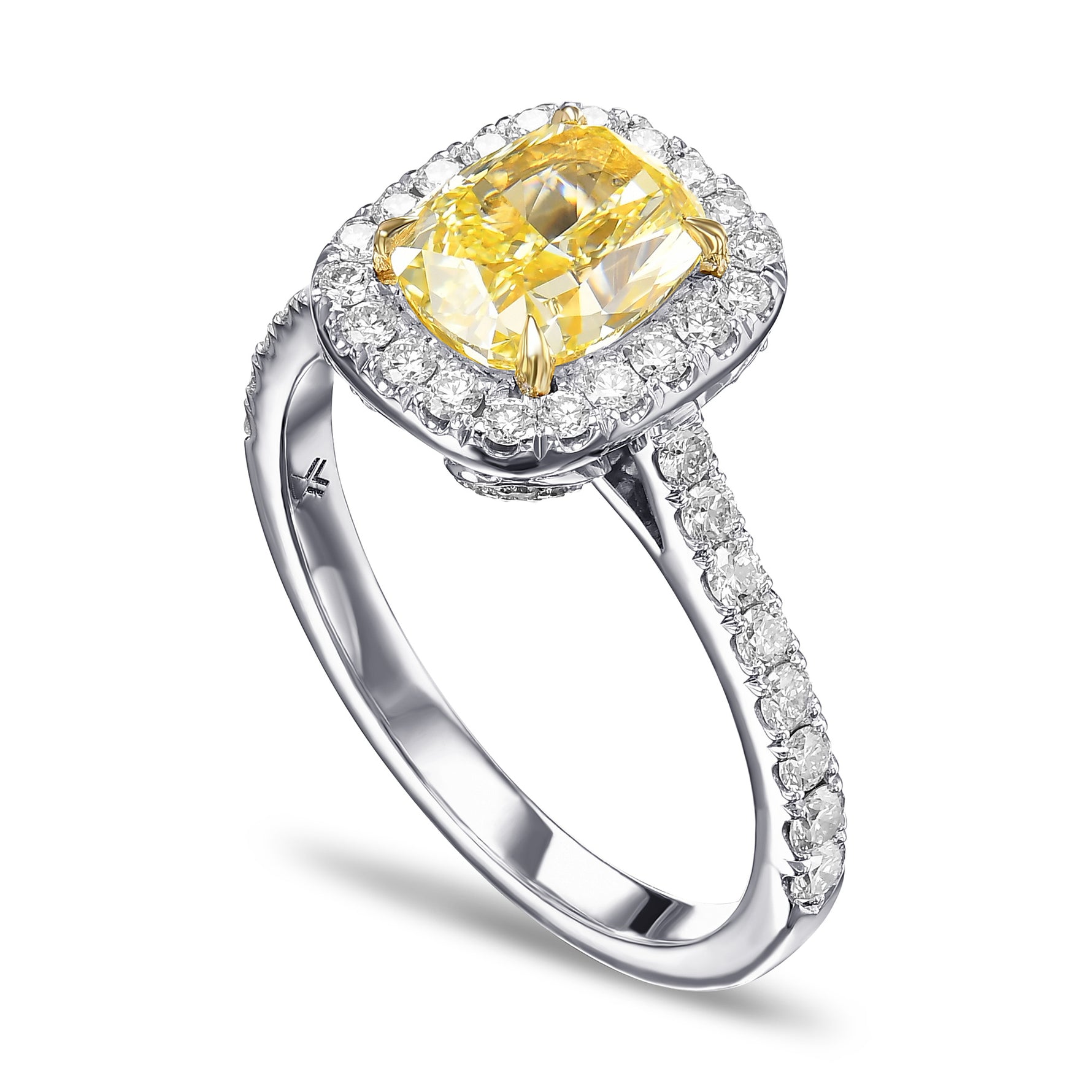 Fancy Yellow Cushion Halo Diamond Ring
