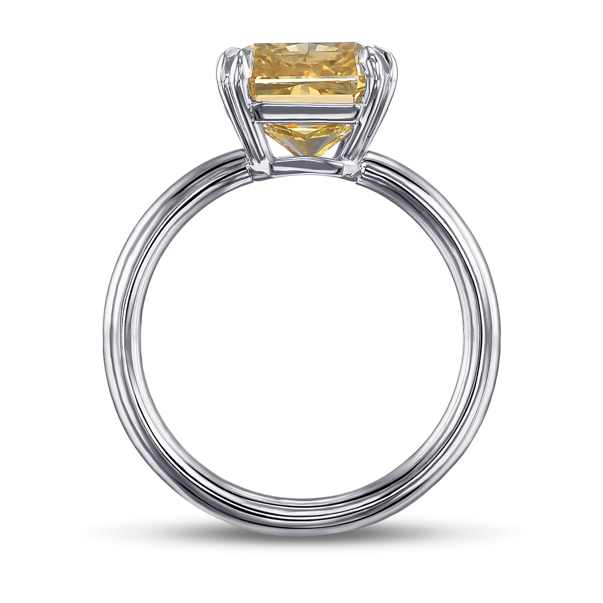 Fancy Deep Brownish Yellow Radiant Solitaire Diamond Ring