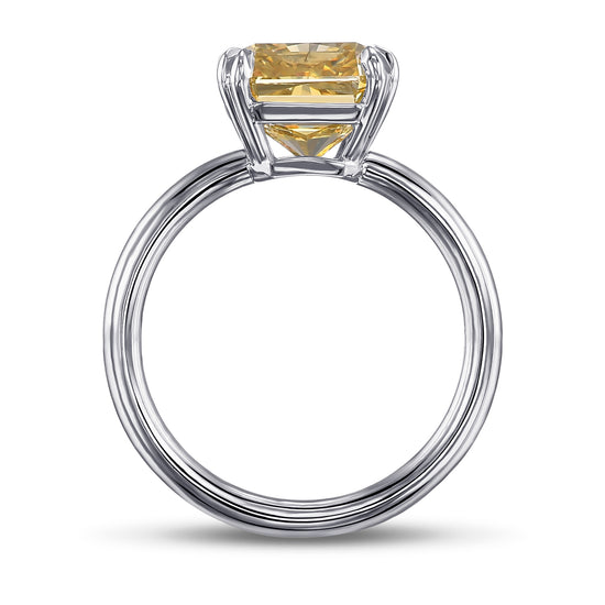 Fancy Deep Brownish Yellow Radiant Solitaire Diamond Ring