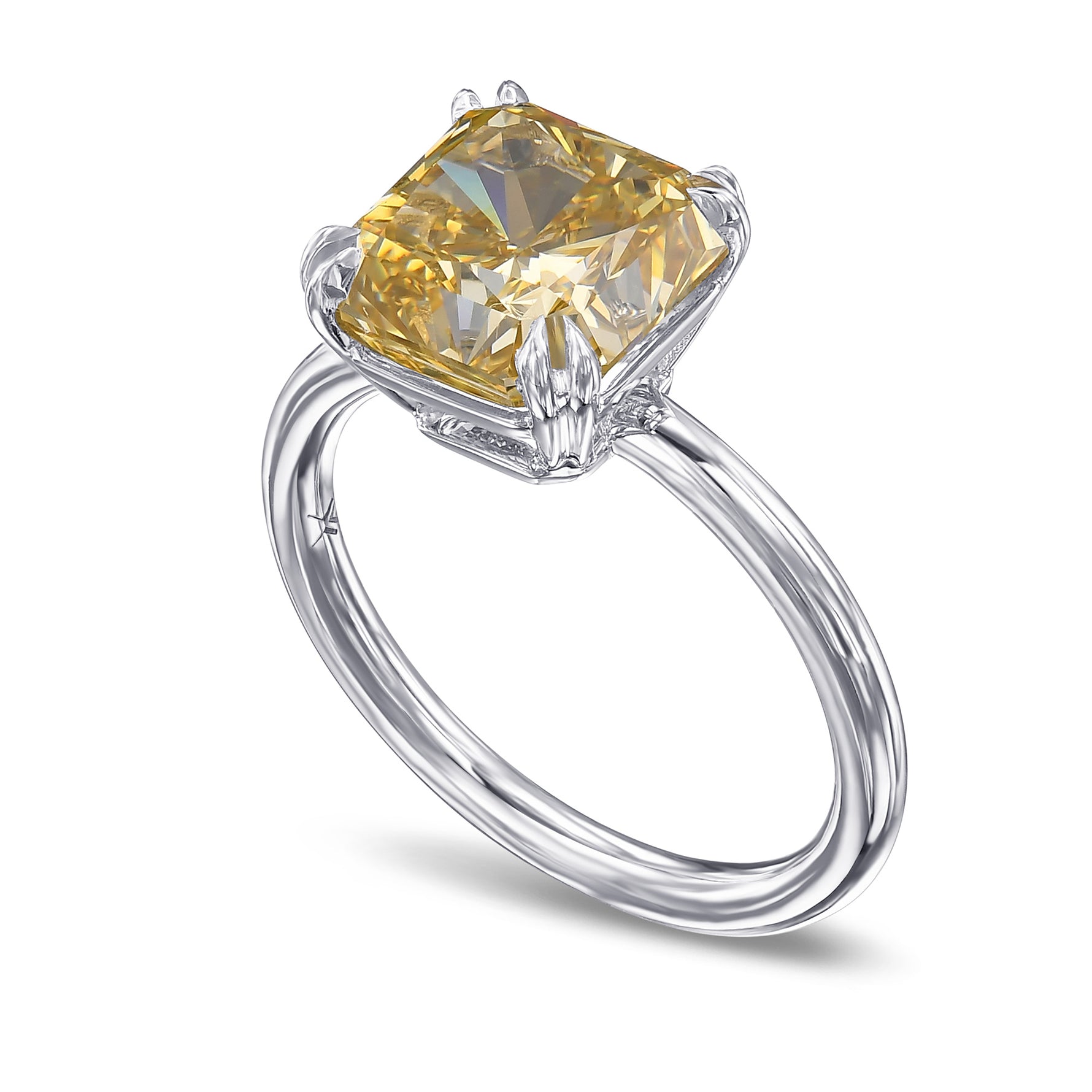 Fancy Deep Brownish Yellow Radiant Solitaire Diamond Ring