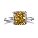 Fancy Deep Brownish Yellow Radiant Solitaire Diamond Ring