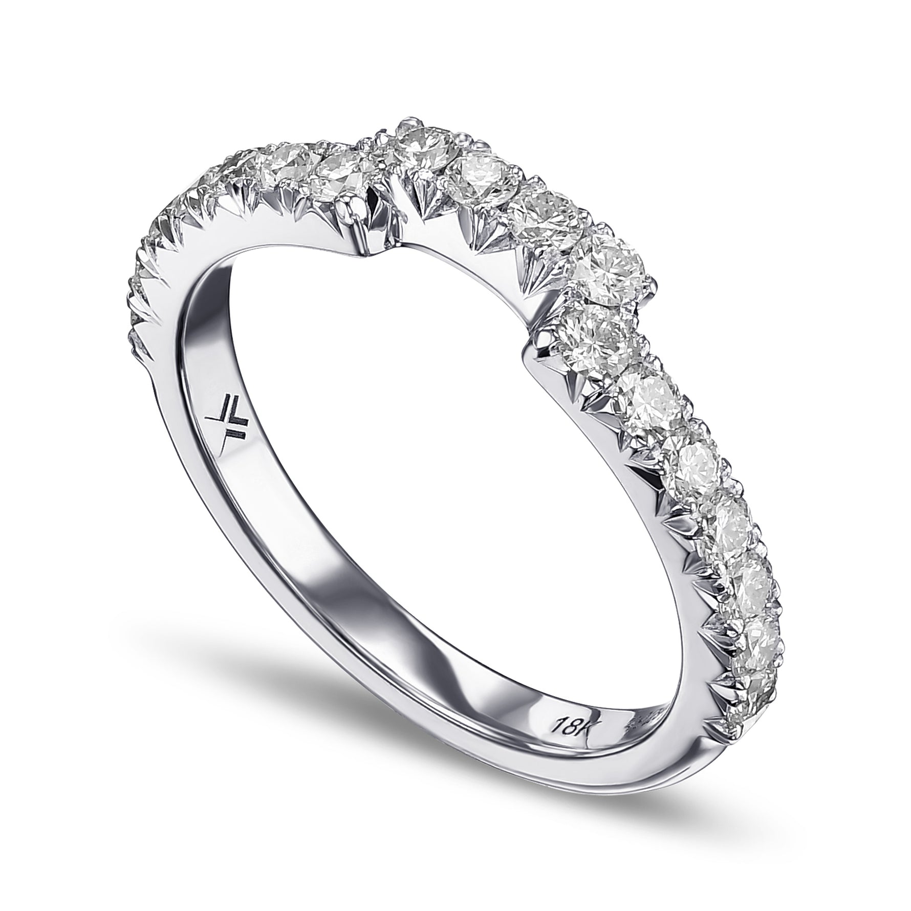 Contoured White Diamond Wedding Band