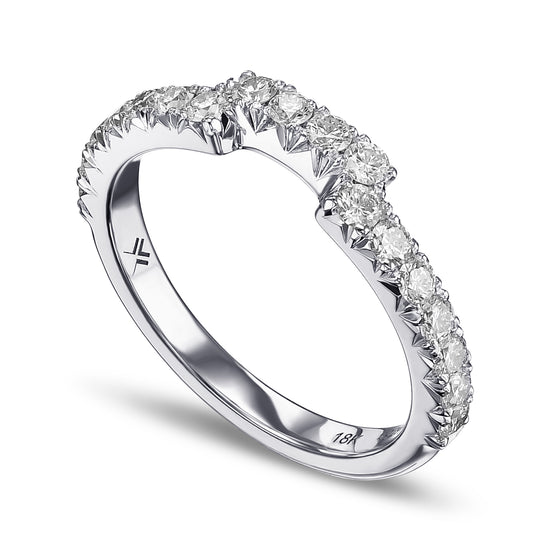 Contoured White Diamond Wedding Band