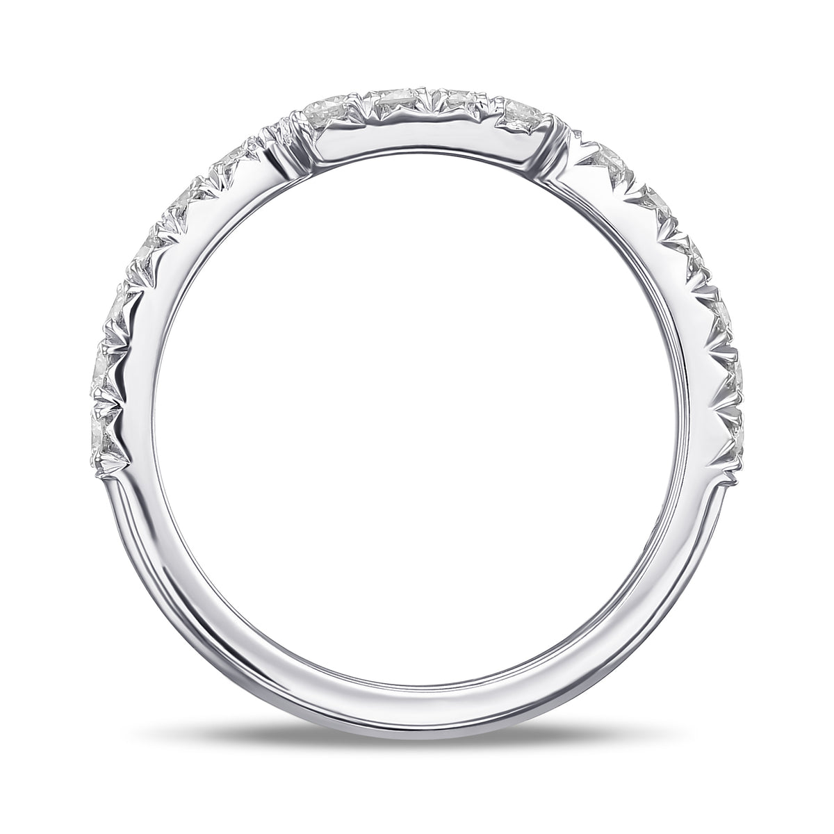 Contoured White Diamond Wedding Band