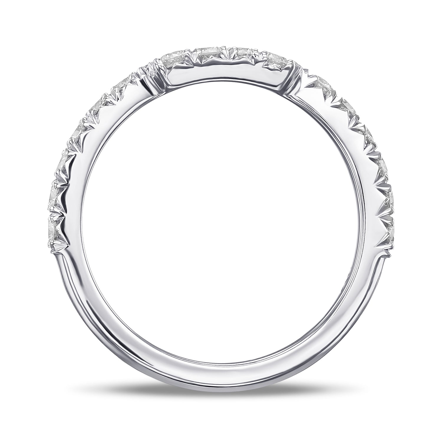 Contoured White Diamond Wedding Band