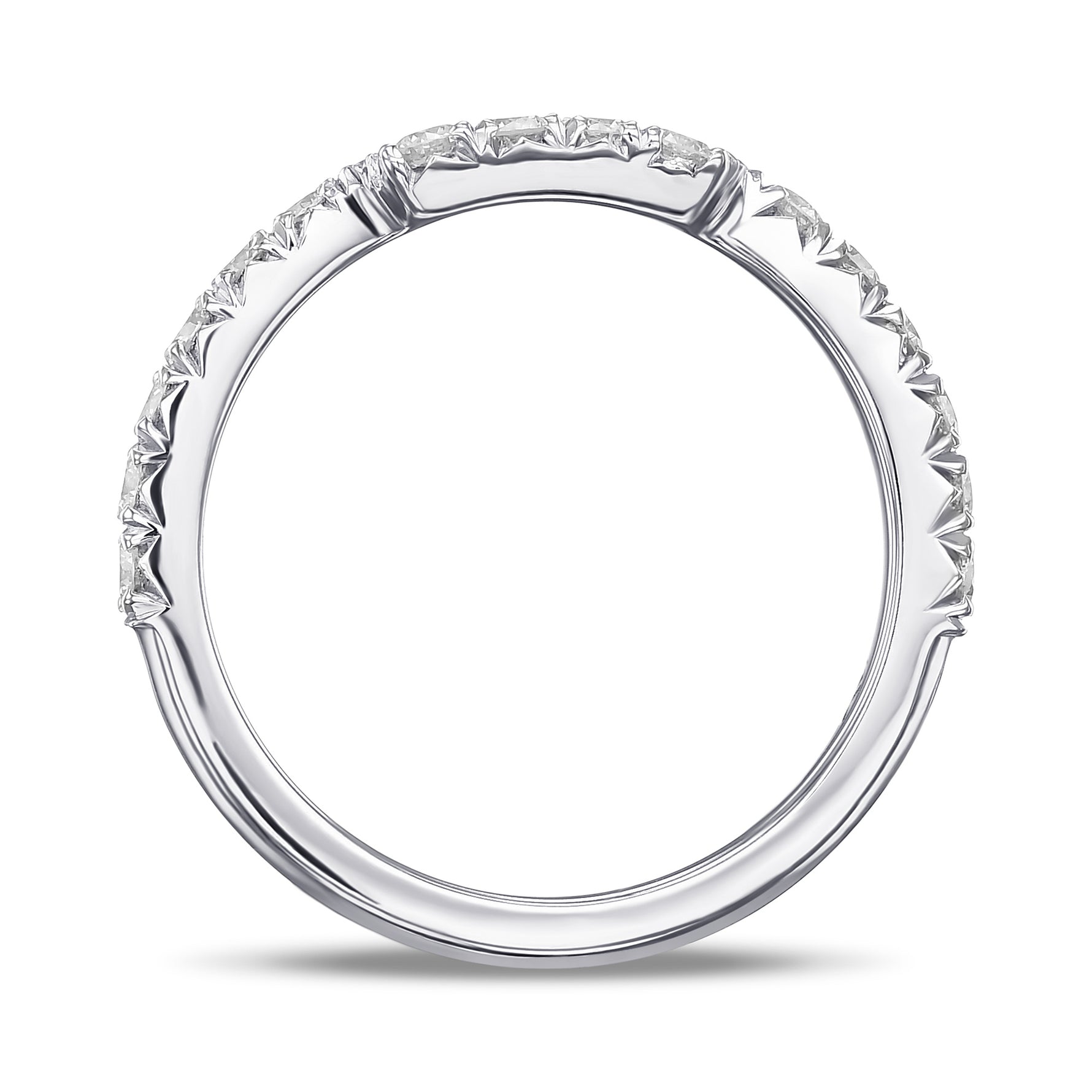 Contoured White Diamond Wedding Band