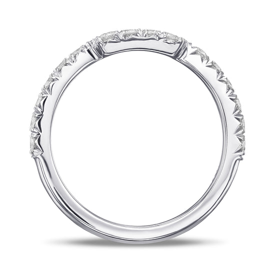 Contoured White Diamond Wedding Band
