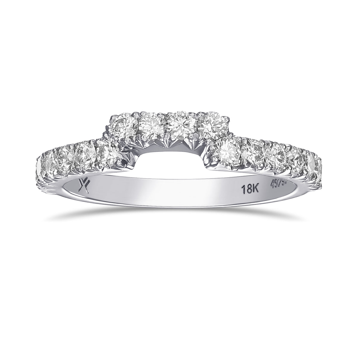 Contoured White Diamond Wedding Band