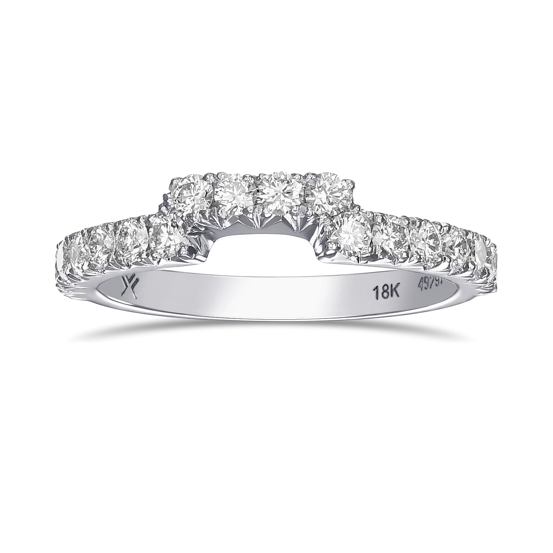 Contoured White Diamond Wedding Band