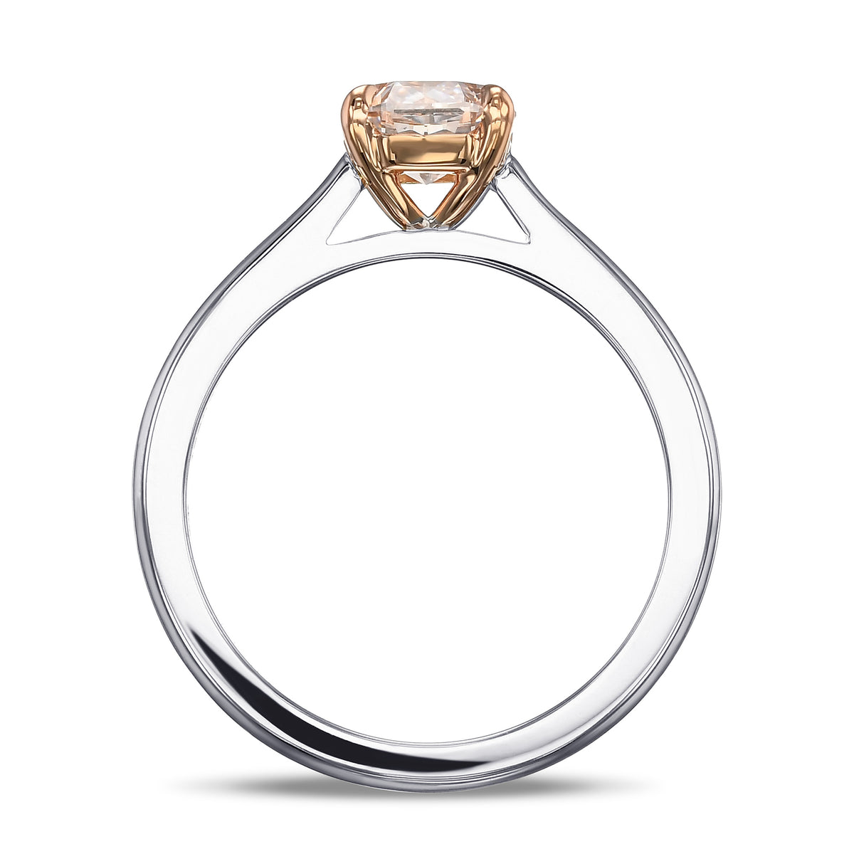 Very Light Pink Cushion Solitaire Engagement and Wedding Ring Set