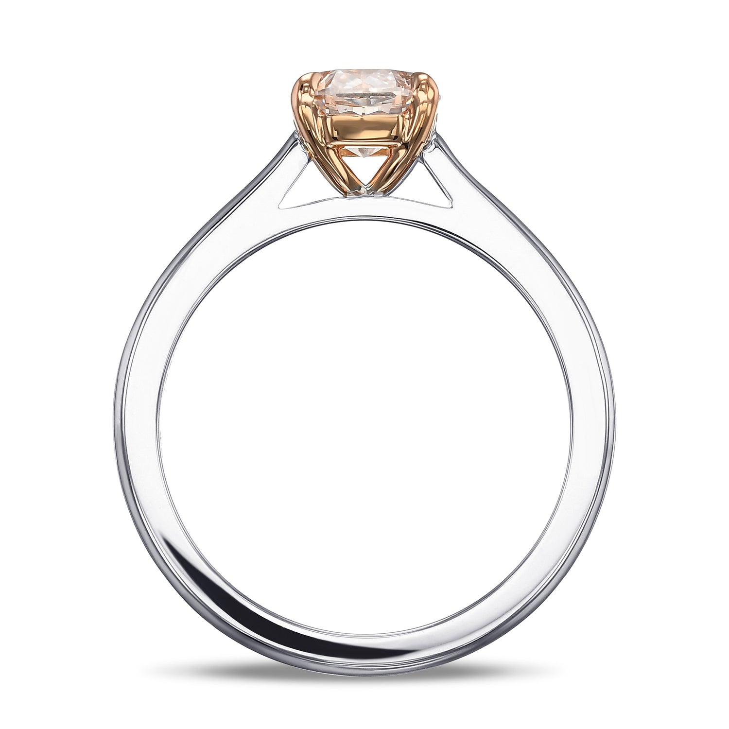 Very Light Pink Cushion Solitaire Engagement and Wedding Ring Set