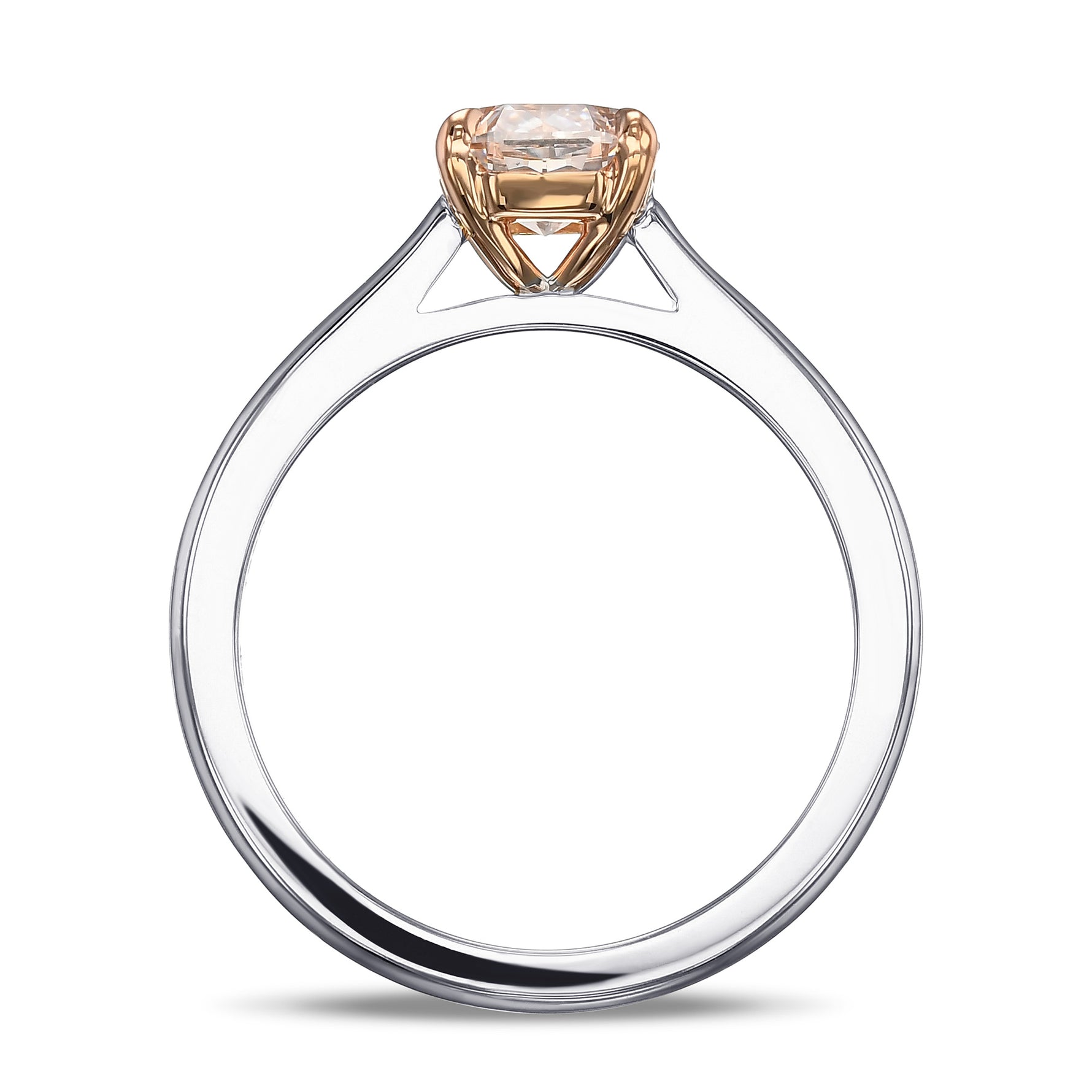 Very Light Pink Cushion Solitaire Engagement and Wedding Ring Set