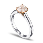Very Light Pink Cushion Solitaire Engagement and Wedding Ring Set