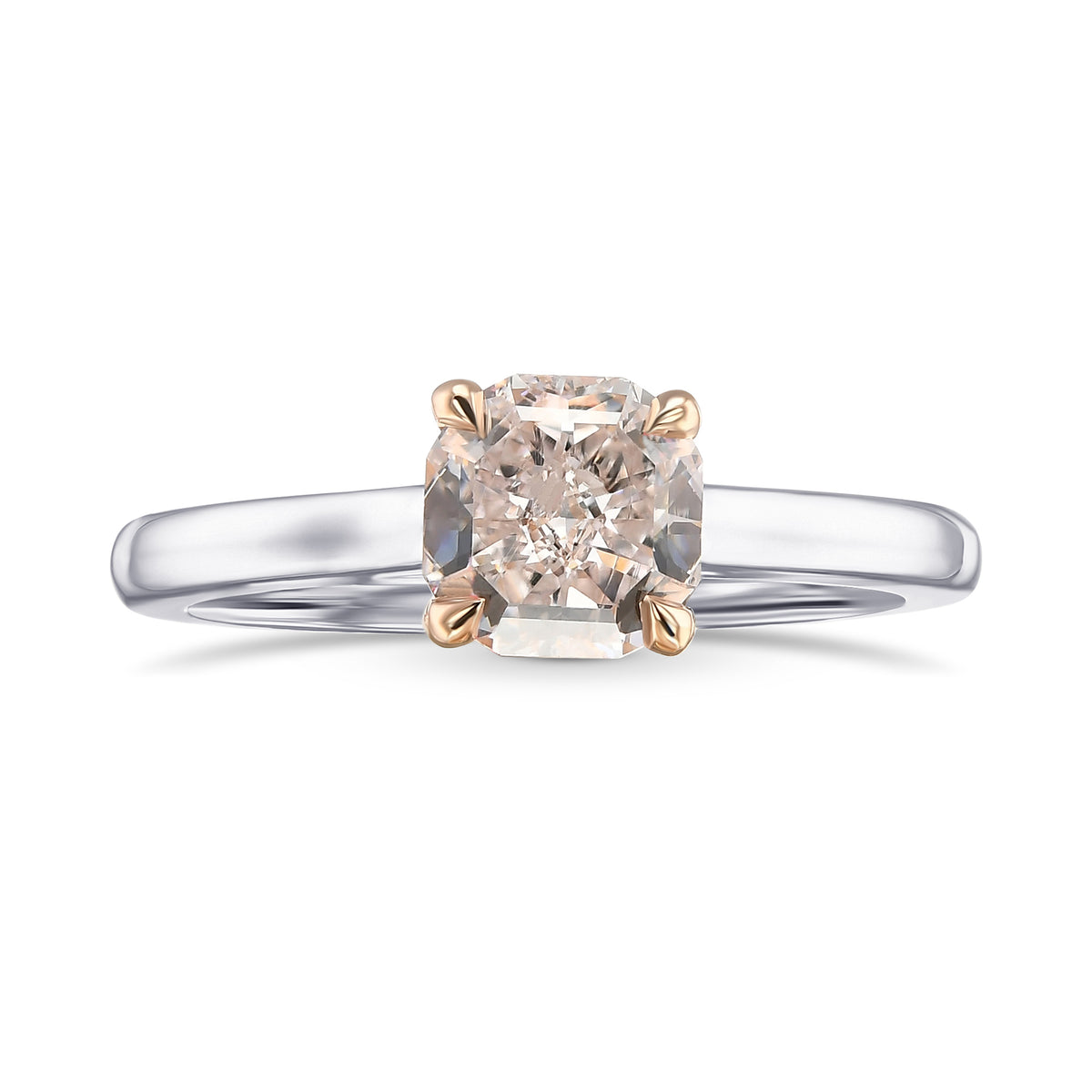 Very Light Pink Cushion Solitaire Engagement and Wedding Ring Set