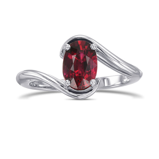 Oval Pigeon Blood Ruby Solitaire Ring
