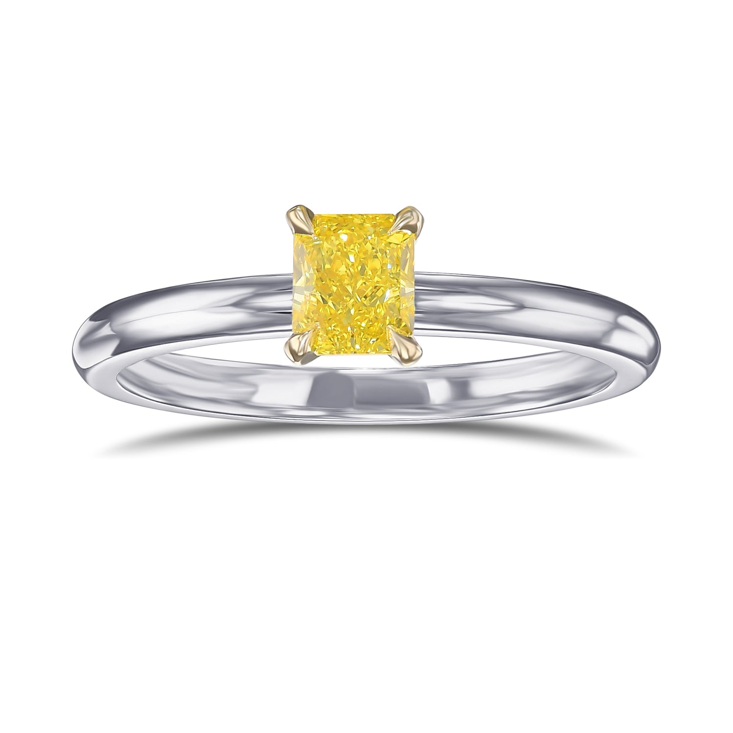 Fancy Vivid Yellow Radiant Solitaire Diamond Ring