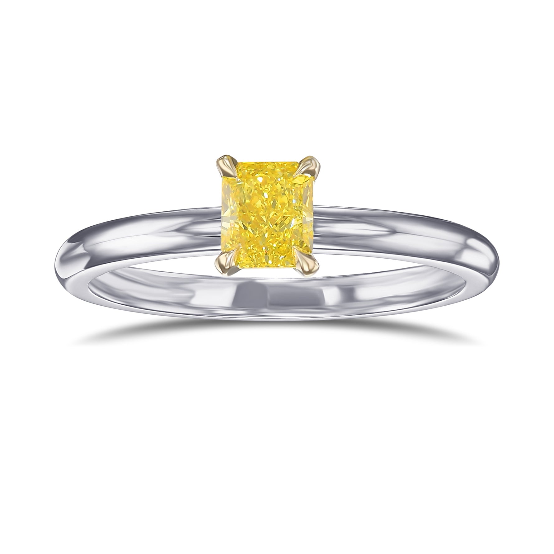 Fancy Vivid Yellow Radiant Solitaire Diamond Ring