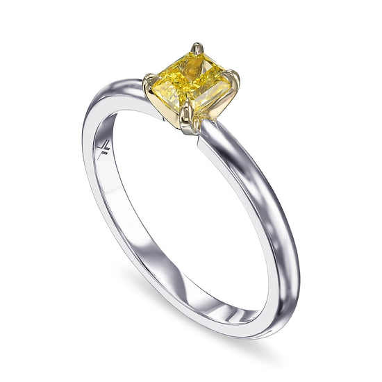 Fancy Vivid Yellow Radiant Solitaire Diamond Ring