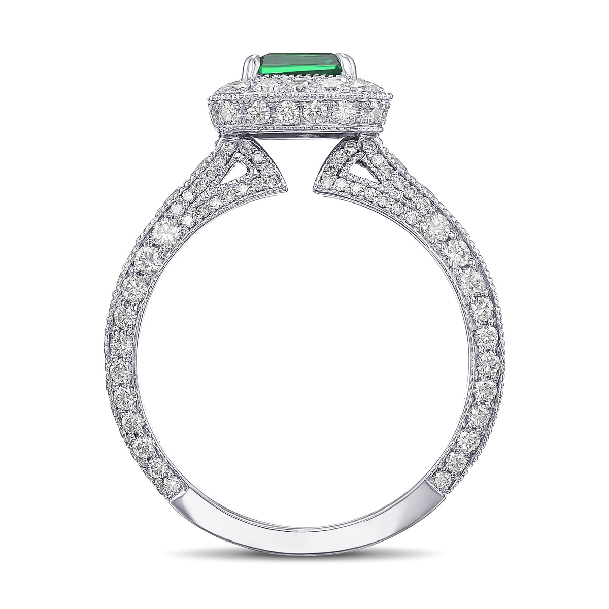 Custom Green Emerald & Diamond Ring