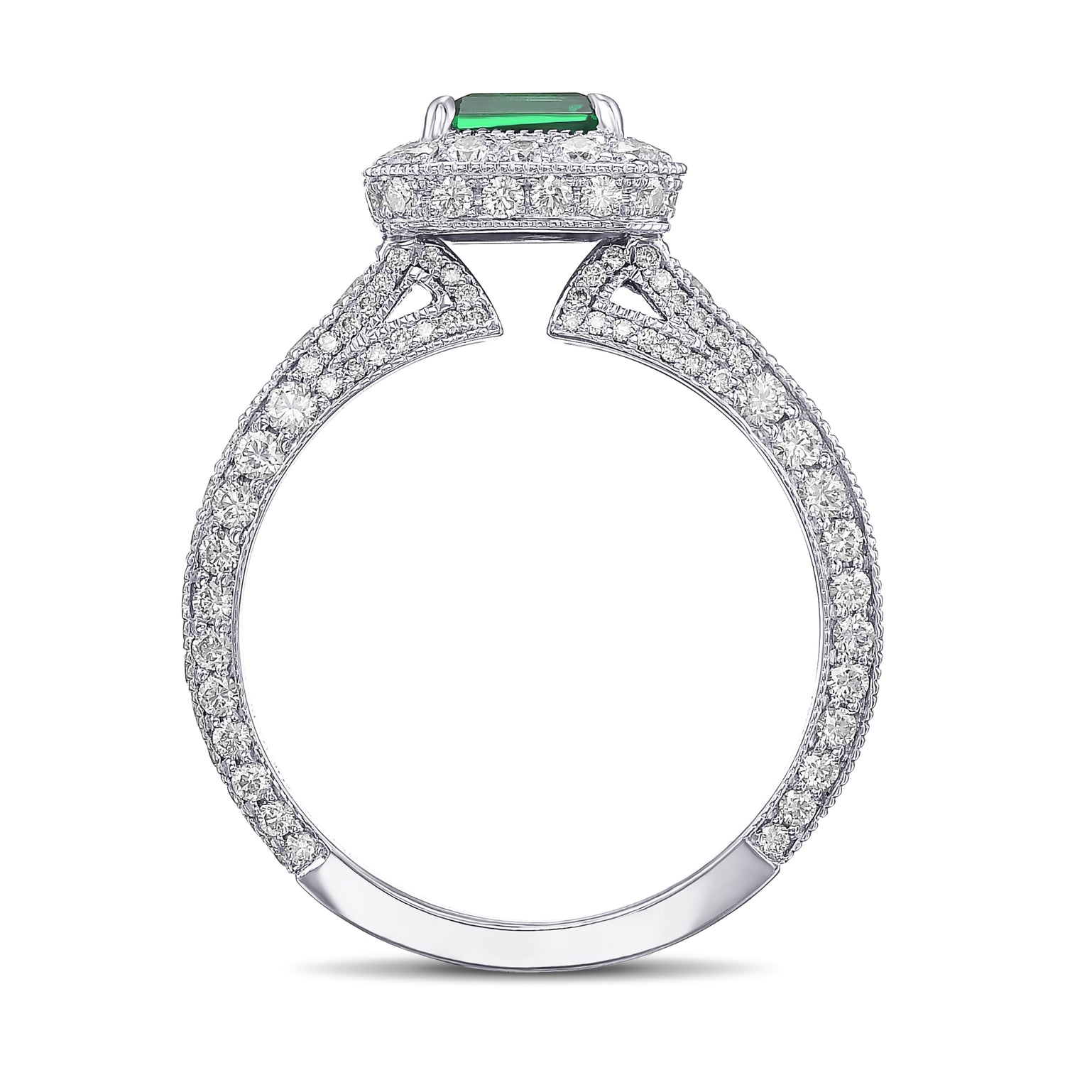 Custom Green Emerald & Diamond Ring