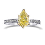 Fancy Yellow Side-stone Pear Diamond Ring