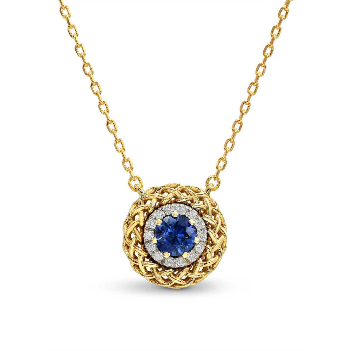 Sapphire & Diamond Basket Pendant