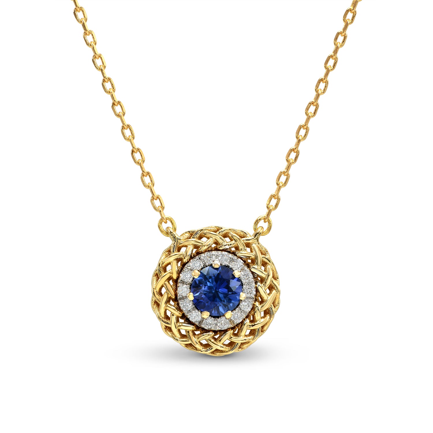 Sapphire & Diamond Basket Pendant