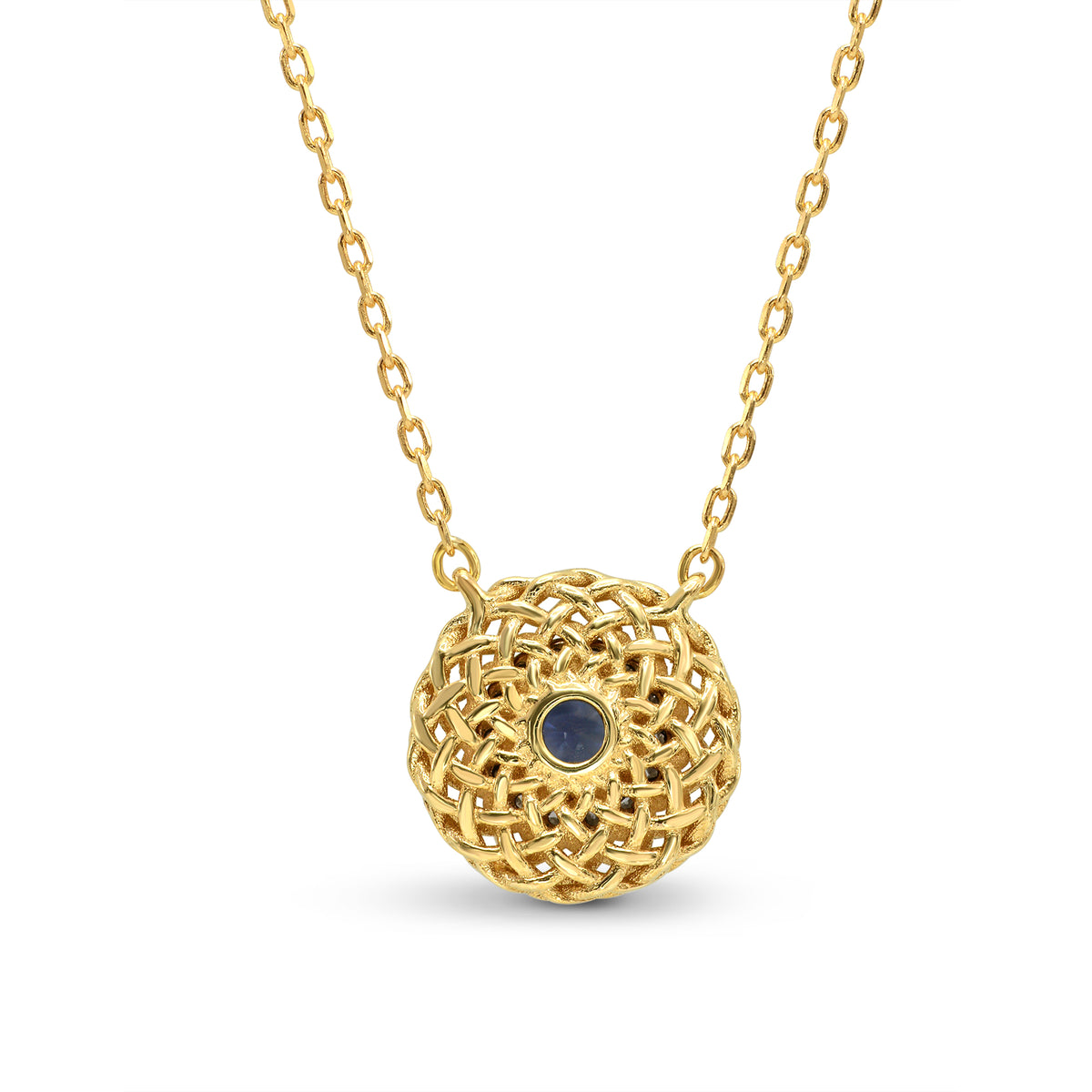 Sapphire & Diamond Basket Pendant