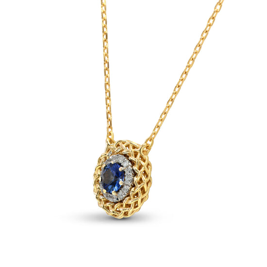 Sapphire & Diamond Basket Pendant