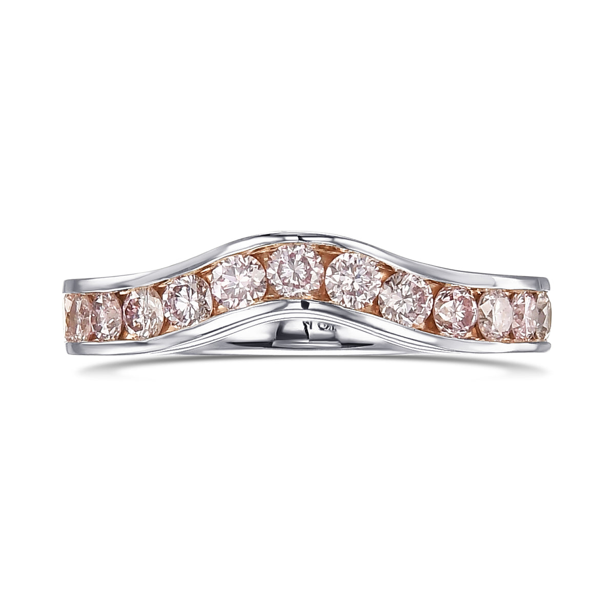 Pink Diamond Channel Set Contoured Wedding Band Ring