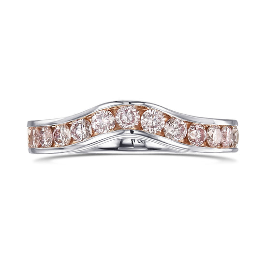 Pink Diamond Channel Set Contoured Wedding Band Ring