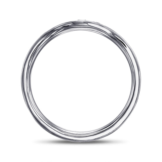 Pink Diamond Channel Set Contoured Wedding Band Ring