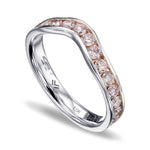 Pink Diamond Channel Set Contoured Wedding Band Ring