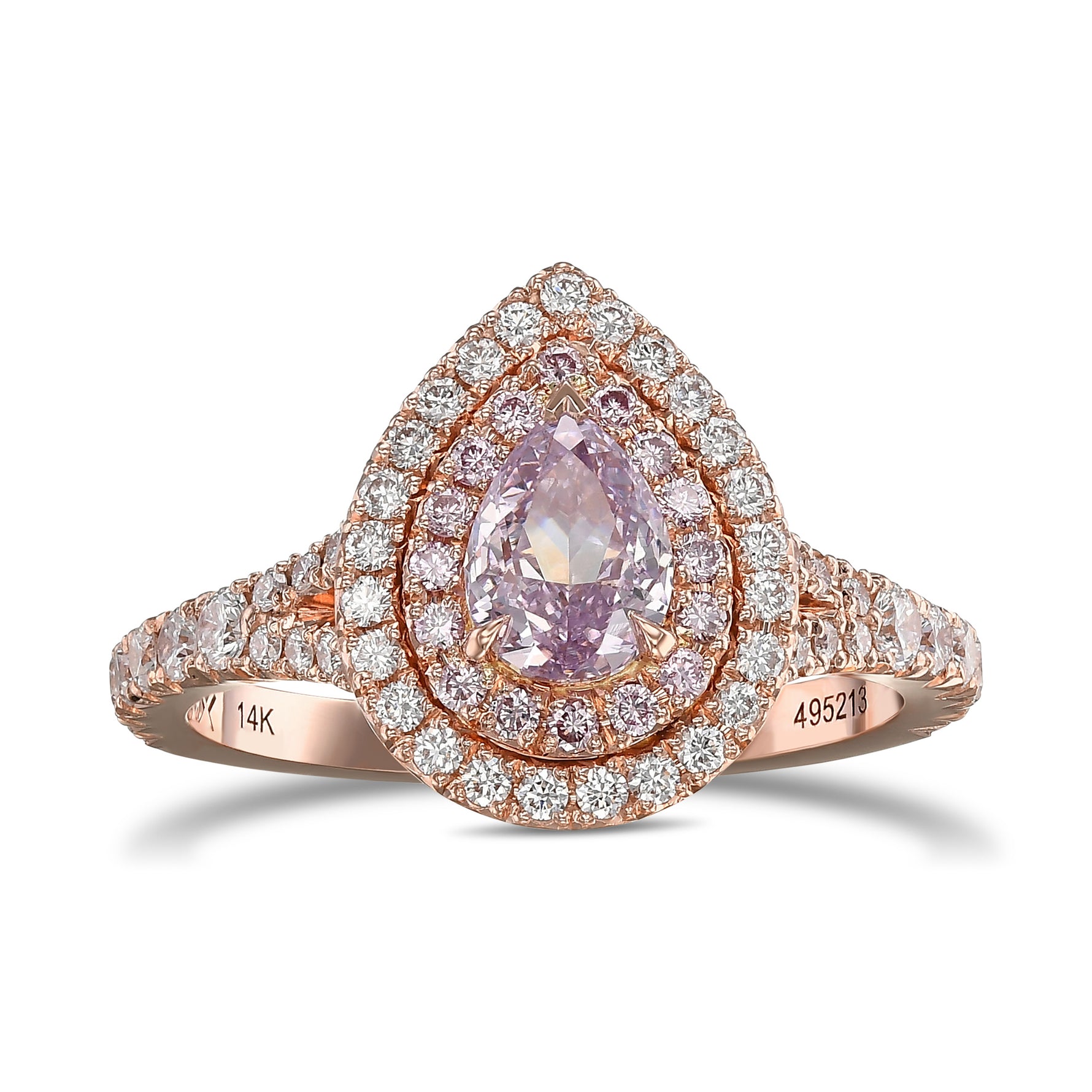 Fancy Pink Purple Pear Halo Diamond Ring 