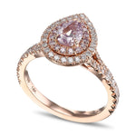 Fancy Pink Purple Pear Halo Diamond Ring 