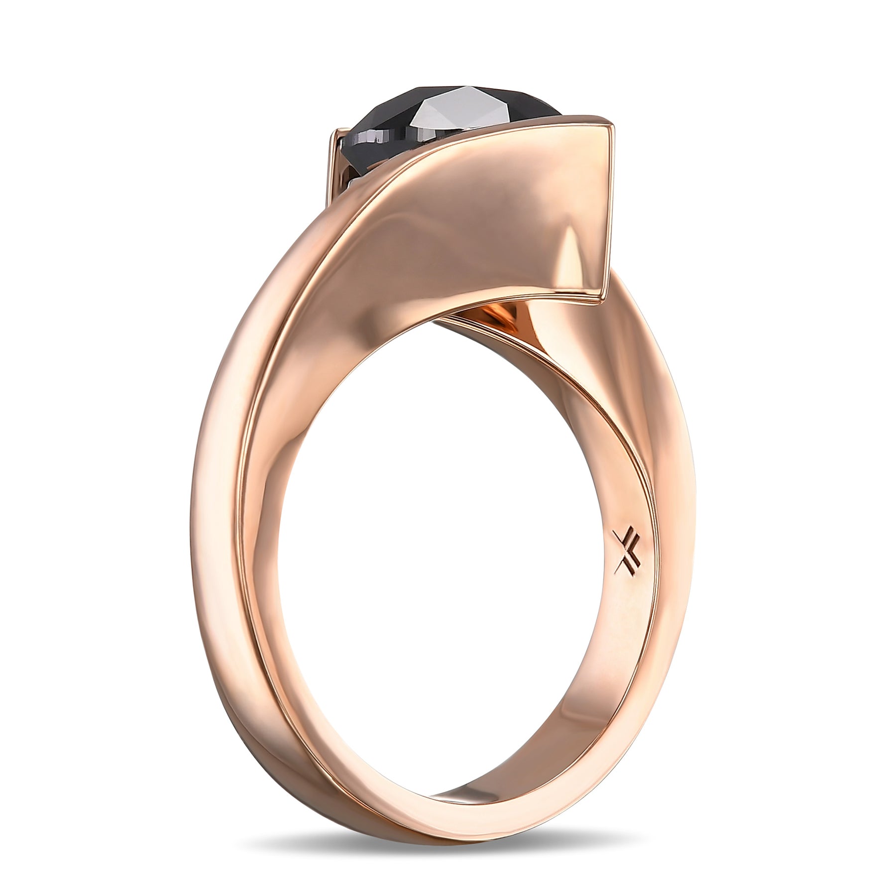 Round Fancy Black Solitaire Diamond Ring