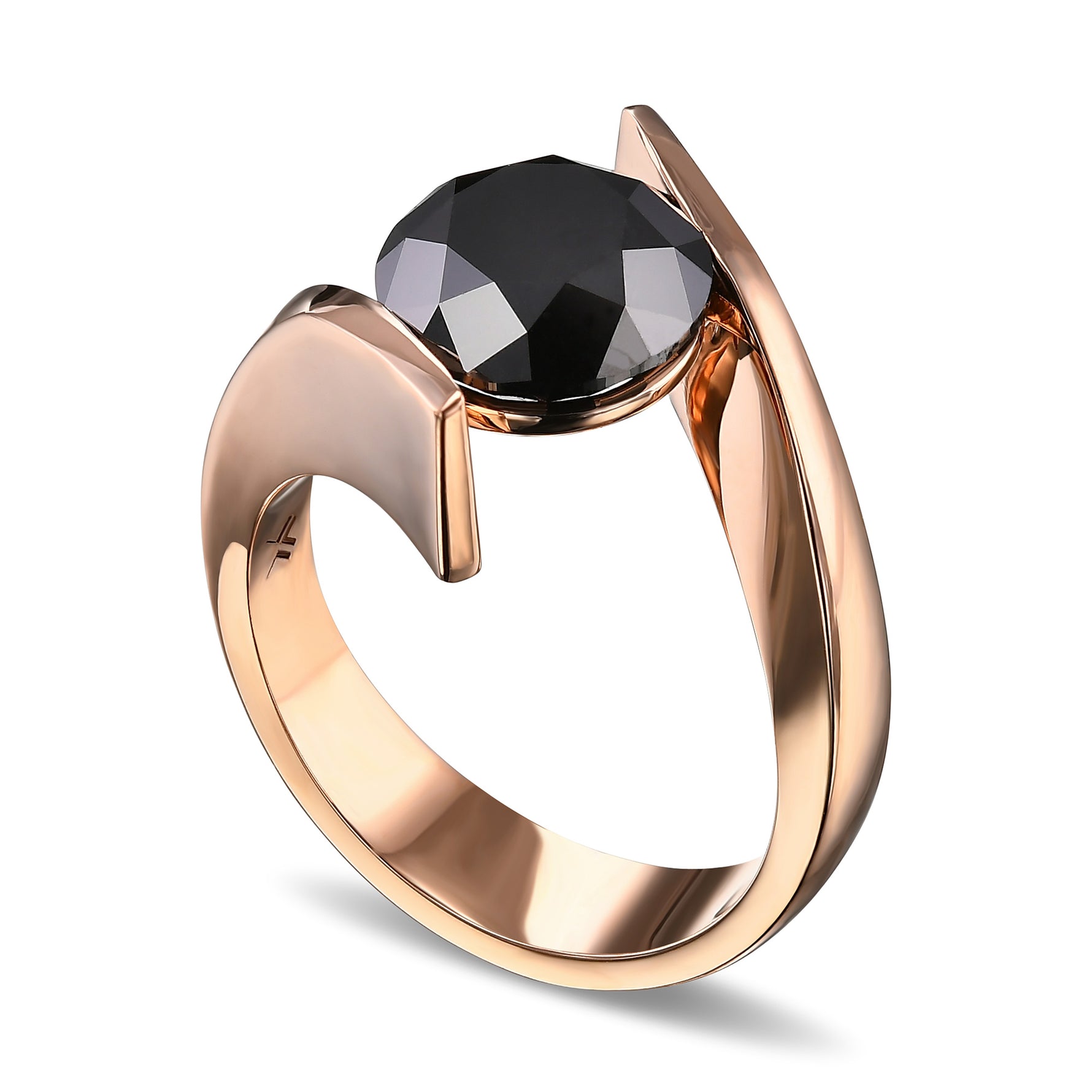 Round Fancy Black Solitaire Diamond Ring