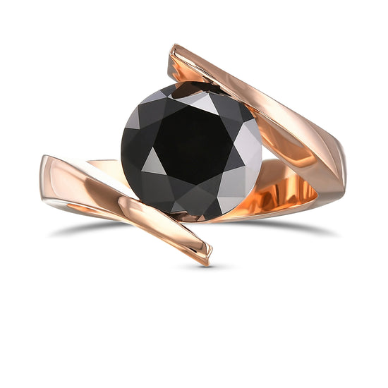 Round Fancy Black Solitaire Diamond Ring