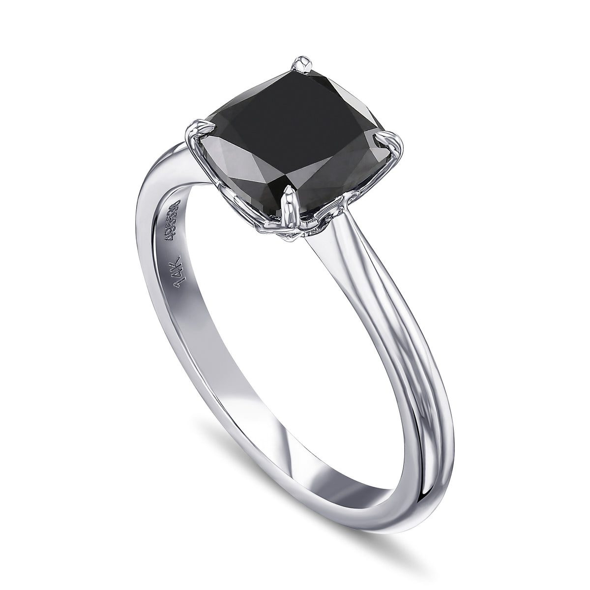 Fancy Black Cushion Solitaire Diamond Ring