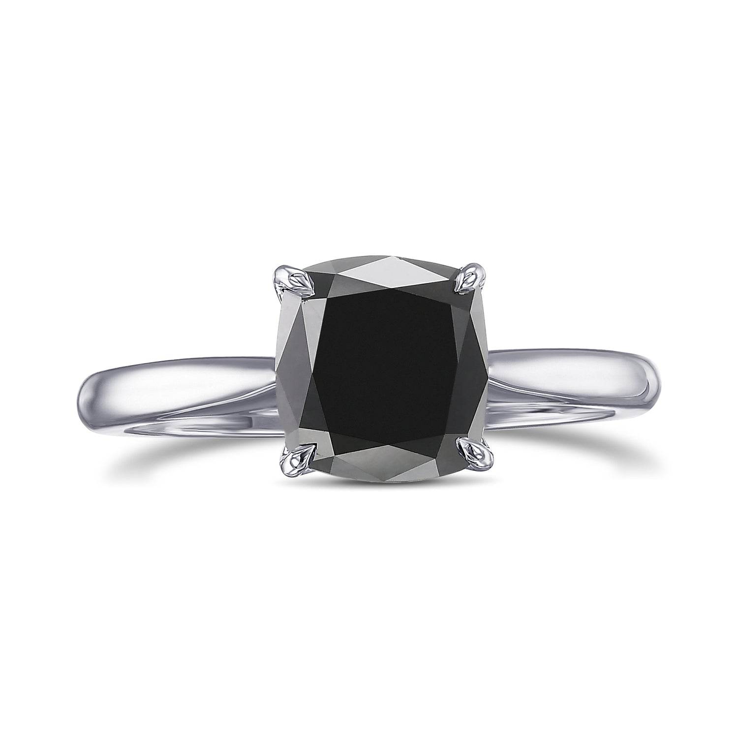 Fancy Black Cushion Solitaire Diamond Ring