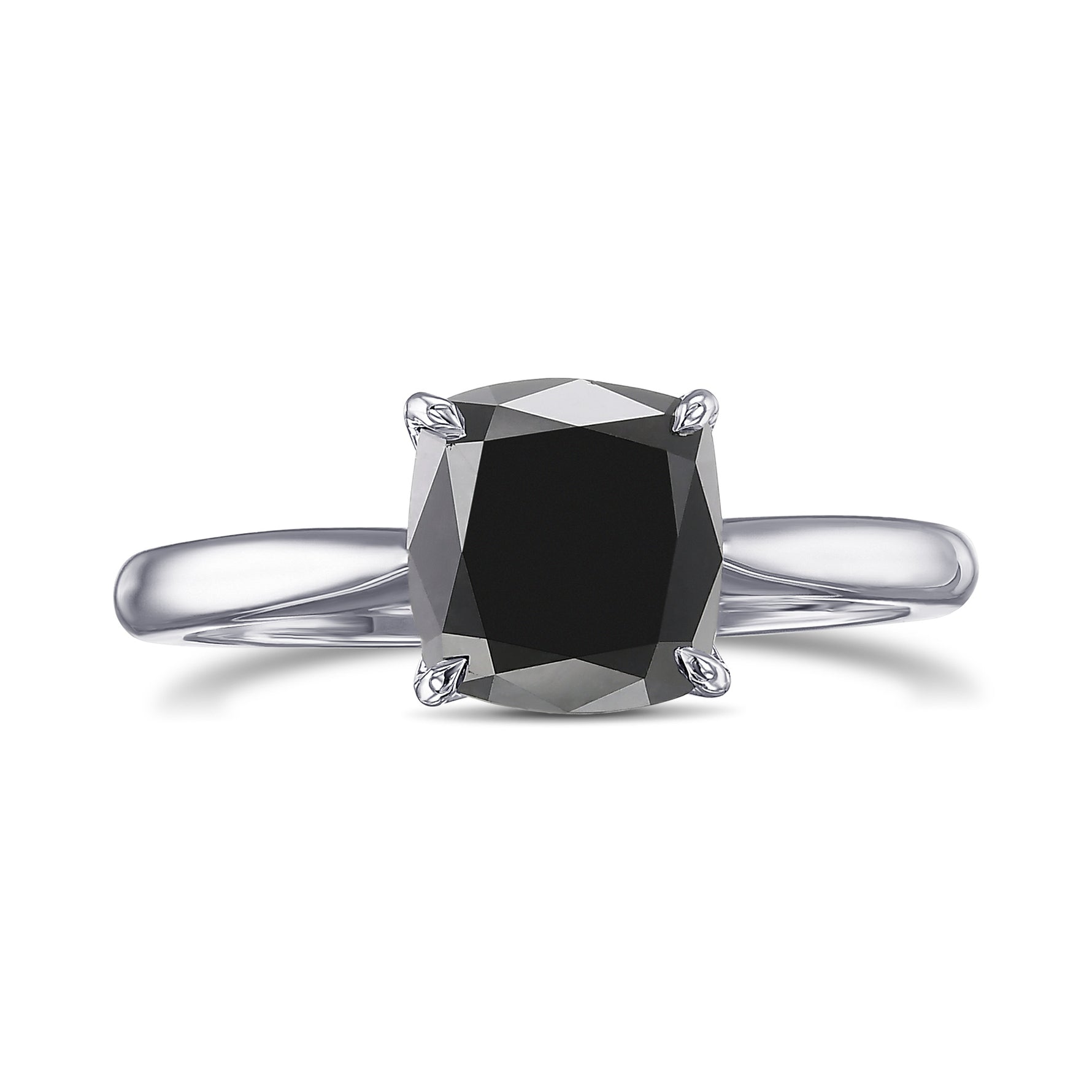 Fancy Black Cushion Solitaire Diamond Ring