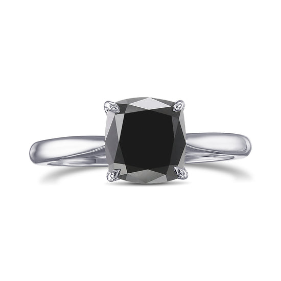 Fancy Black Cushion Solitaire Diamond Ring