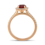 Round Ruby Halo Engagement & Wedding Ring Set