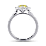 Fancy Intense Green Yellow Radiant Halo Diamond Ring