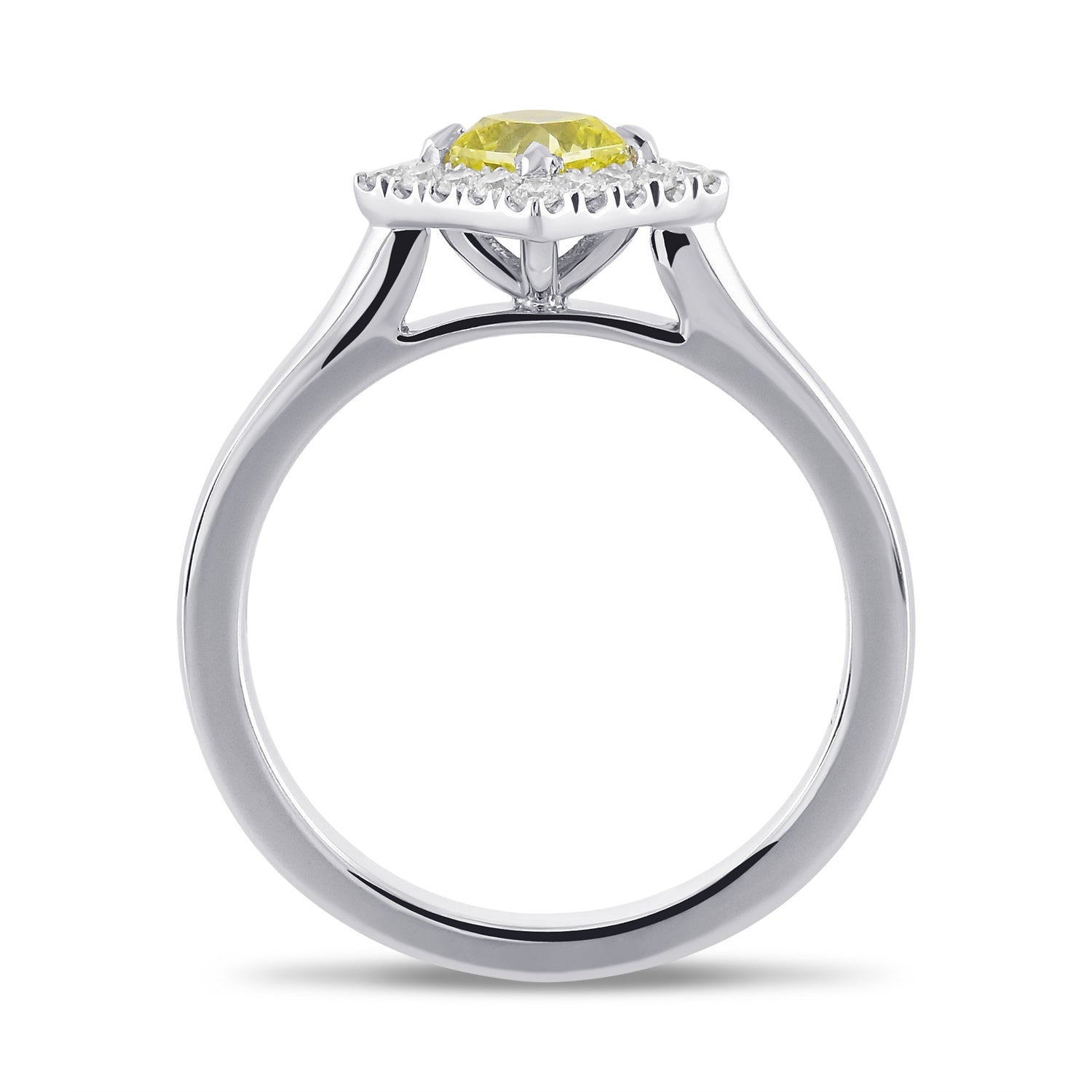 Fancy Intense Green Yellow Radiant Halo Diamond Ring