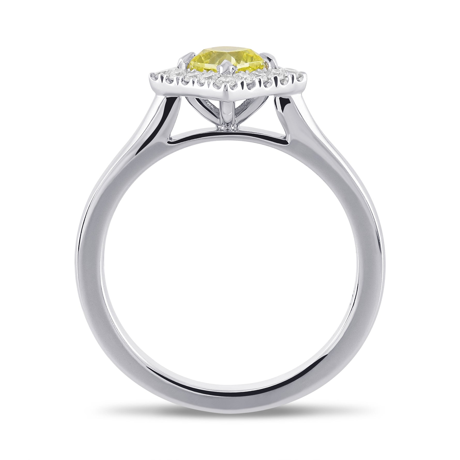Fancy Intense Green Yellow Radiant Halo Diamond Ring