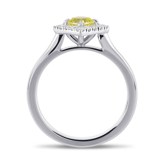 Fancy Intense Green Yellow Radiant Halo Diamond Ring