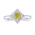 Fancy Intense Green Yellow Radiant Halo Diamond Ring