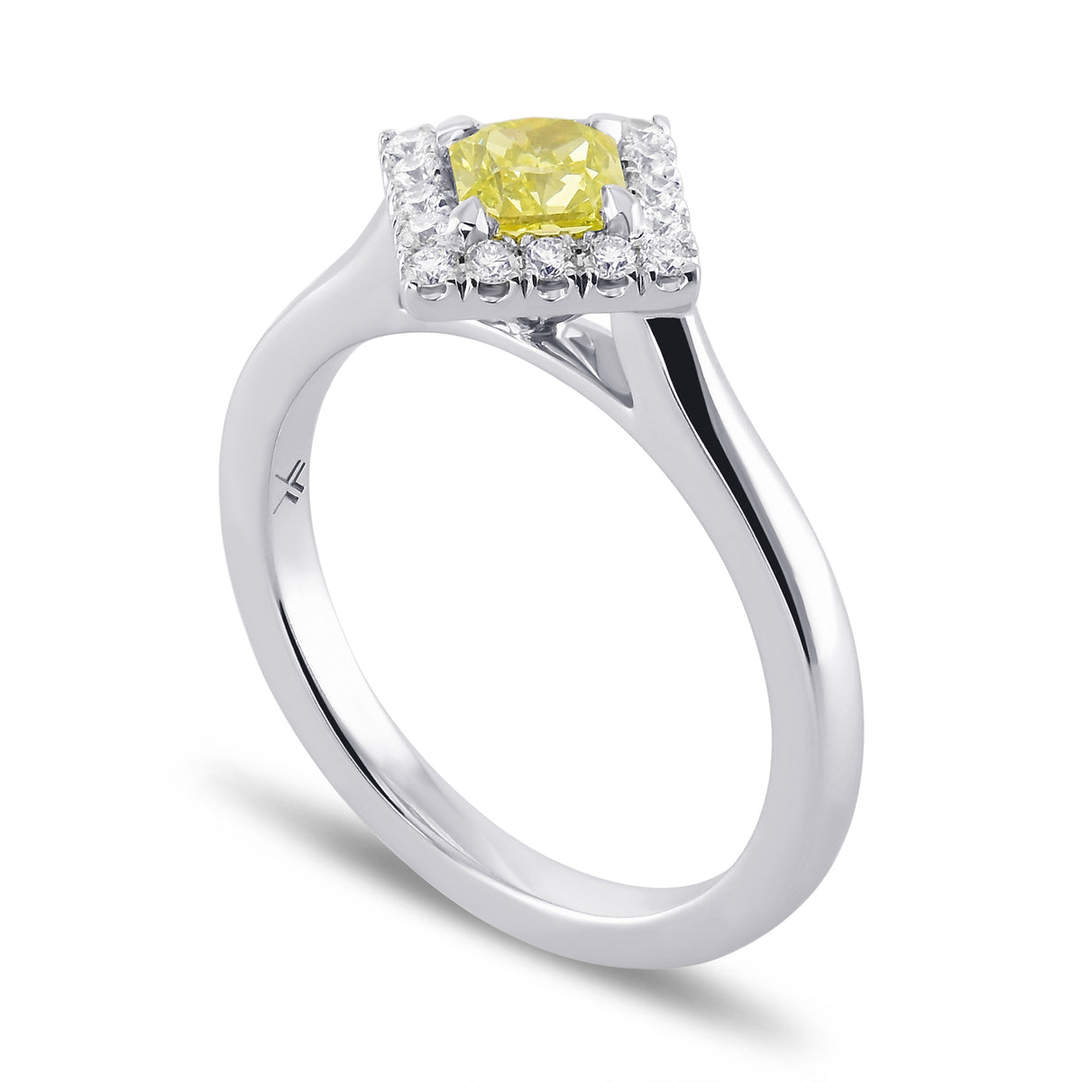 Fancy Intense Green Yellow Radiant Halo Diamond Ring