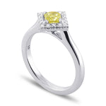 Fancy Intense Green Yellow Radiant Halo Diamond Ring